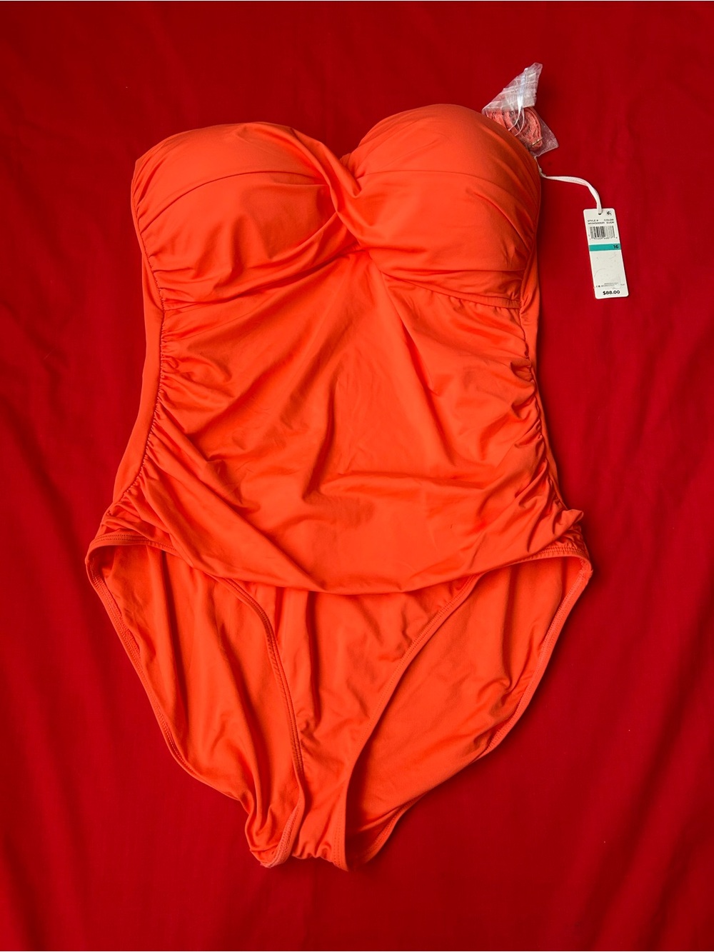 Anne Cole Strapless Orange One-Piece Swimsuit